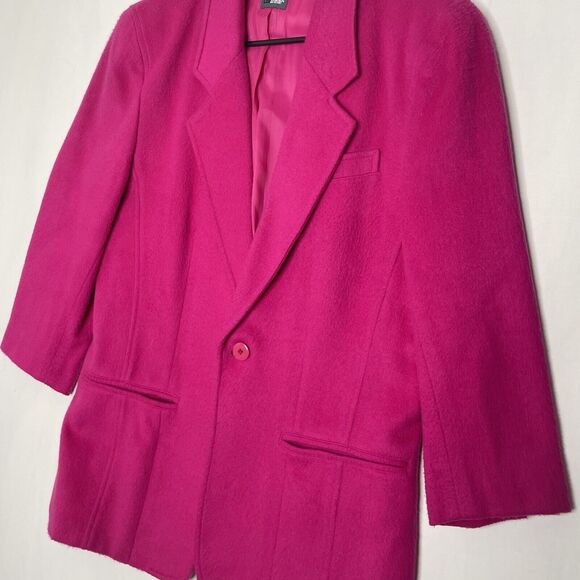 VTG Lizwear Hot Pink Blazer Jacket Women’s M Fleece Texture 90s Y2K Power Suit - Picture 4 of 11